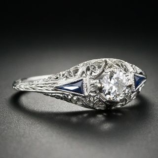 Petite Art Deco .25 Carat Diamond Filigree Engagement  Ring