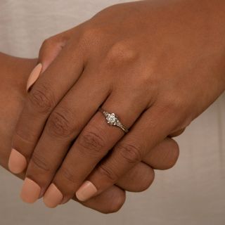 Petite Art Deco .28 Carat Diamond Solitaire Ring