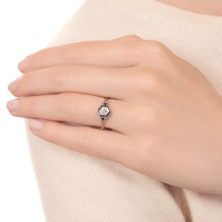 Petite Art Deco Diamond And Sapphire Ring