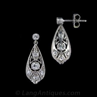 Petite Art Deco Diamond Drop Earrings