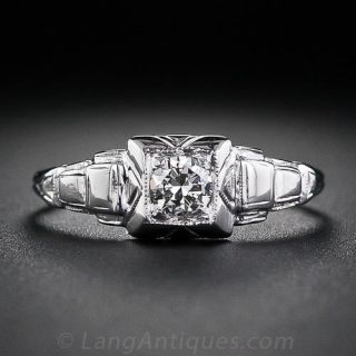 Petite Art Deco Diamond Engagement Ring