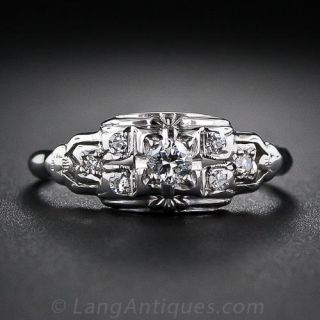 Petite Art Deco Diamond Engagement Ring