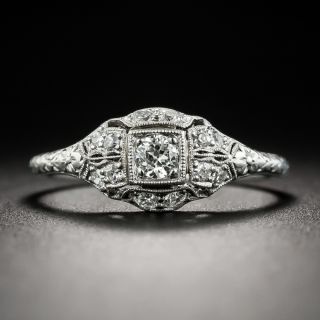 Petite Art Deco Diamond Platinum Engagement Ring 