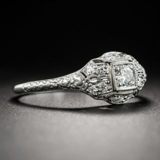 Petite Art Deco Diamond Platinum Engagement Ring 