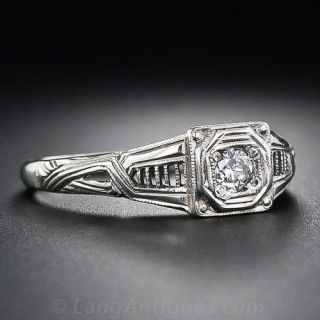 Petite Art Deco Engagement Ring