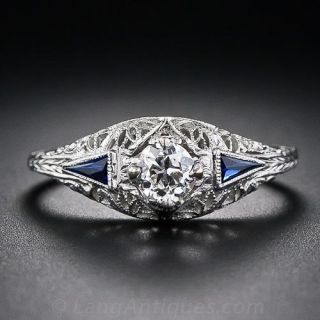 Petite Art Deco Filigree .25 Carat Diamond Engagement  Ring - 1