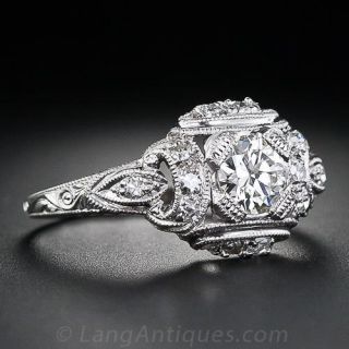 Petite Art Deco Platinum and Diamond Engagement Ring