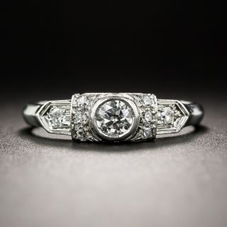Petite Art Deco Platinum Diamond Engagement Ring
