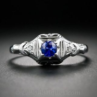Petite Art Deco Sapphire Engagement Ring