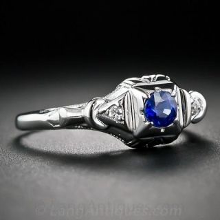 Petite Art Deco Sapphire Engagement Ring