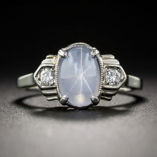 Petite Art Deco Star Sapphire and Diamond Ring