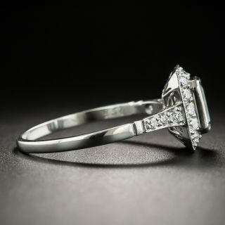 Petite Art Deco Style Aquamarine and Diamond Ring