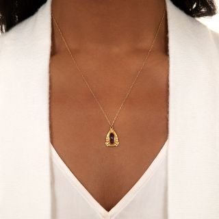 Petite Art Nouveau Cabochon Amethyst Necklace