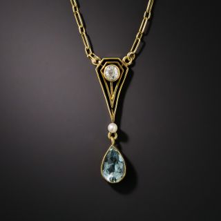 Petite Arts & Crafts Aquamarine Necklace - 2