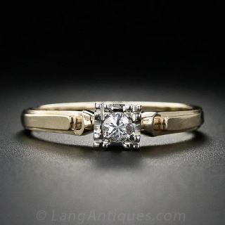 Petite Beaded Illusion Diamond Solitare Ring