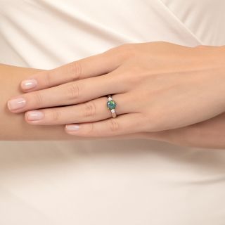 Petite Black Opal and Diamond Ring