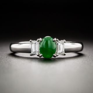 Petite Burmese Jade and Diamond Ring - 3