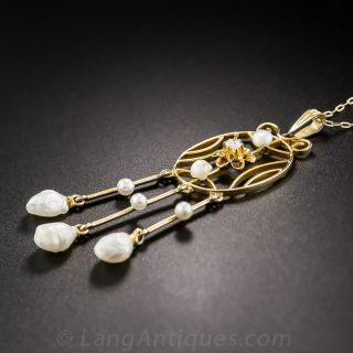 Petite Diamond and Pearl Pendant, Circa 1900