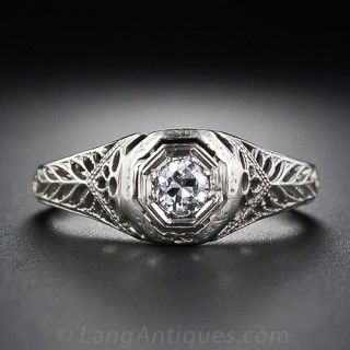  Petite Diamond Filigree Engagement Ring