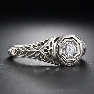  Petite Diamond Filigree Engagement Ring