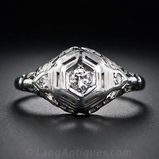 Petite Diamond Filigree Engagement Ring