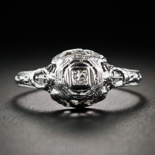 Petite Diamond Filigree Vintage Engagement Ring