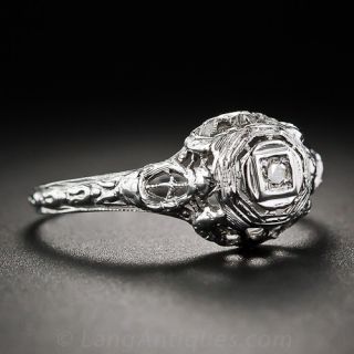 Petite Diamond Filigree Vintage Engagement Ring