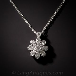 Petite Diamond Flower Pendant