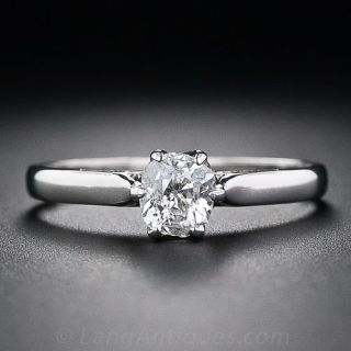 Petite Diamond Solitare Engagement Ring in Platinum