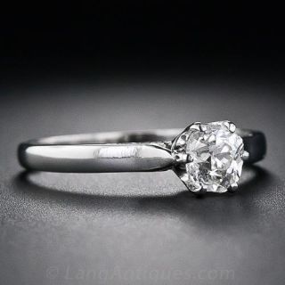 Petite Diamond Solitare Engagement Ring in Platinum