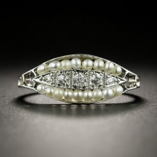 Petite Edwardian Diamond and Pearl Ring - 2
