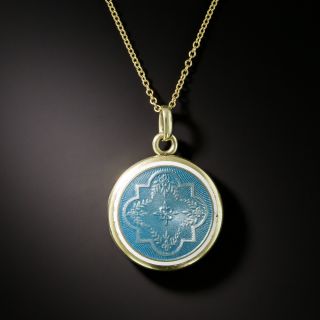 Petite Edwardian Guilloche Enamel Locket by Strobell & Crane - 2
