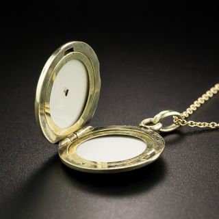 Petite Edwardian Guilloche Enamel Locket by Strobell & Crane