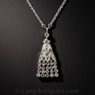 Petite Edwardian Platinum and Diamond Tassel Pendant