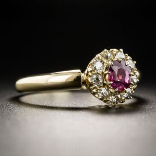 Petite Edwardian Ruby Diamond Cluster Ring