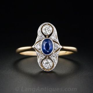 Petite Edwardian Sapphire and Diamond Ring