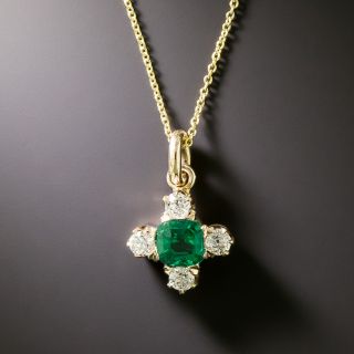 Petite Emerald And Diamond Pendant, Circa 1900 - 2