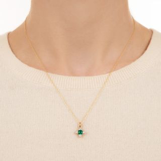 Petite Emerald And Diamond Pendant, Circa 1900