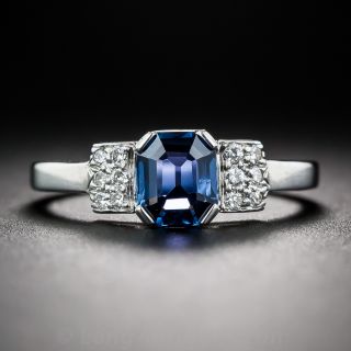 Petite Emerald-Cut Sapphire and Diamond Ring