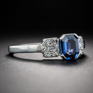 Petite Emerald-Cut Sapphire and Diamond Ring