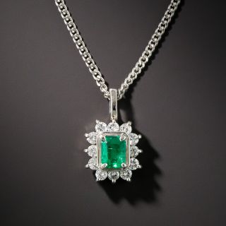 Petite Emerald Diamond Platinum Drop - 2