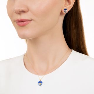 Petite Enamel Pansy Pendant and Earring Set by Larter
