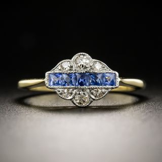 Petite English Edwardian/Art Deco Sapphire Diamond Ring - 2