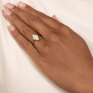  Petite English Edwardian Navette Diamond Cluster Ring