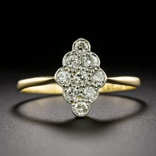  Petite English Edwardian Navette Diamond Cluster Ring - 2
