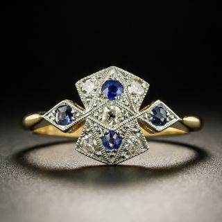 English Edwardian Sapphire and Diamond Ring - 3