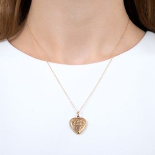 Petite English Engraved Heart Locket c.1909