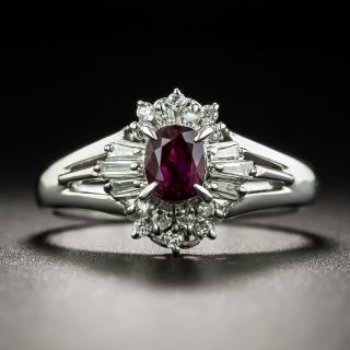 Petite Estate .49 Carat Ruby an Diamond Ring - 1