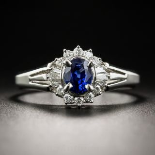 Petite Estate Sapphire Platinum Diamond Ring