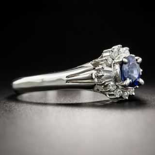 Petite Estate Sapphire Platinum Diamond Ring
